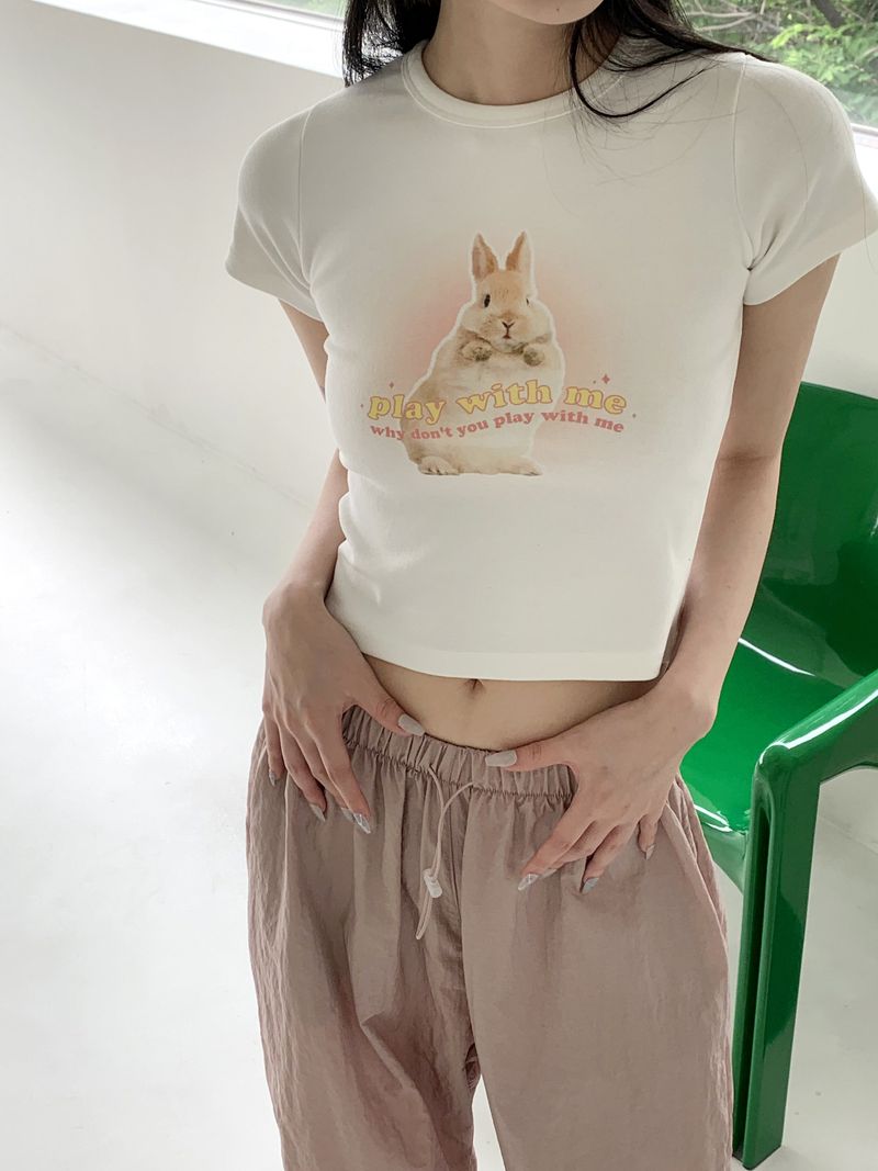 [MADE] エルカバニーラビットプリントクロップド半袖Tシャツ