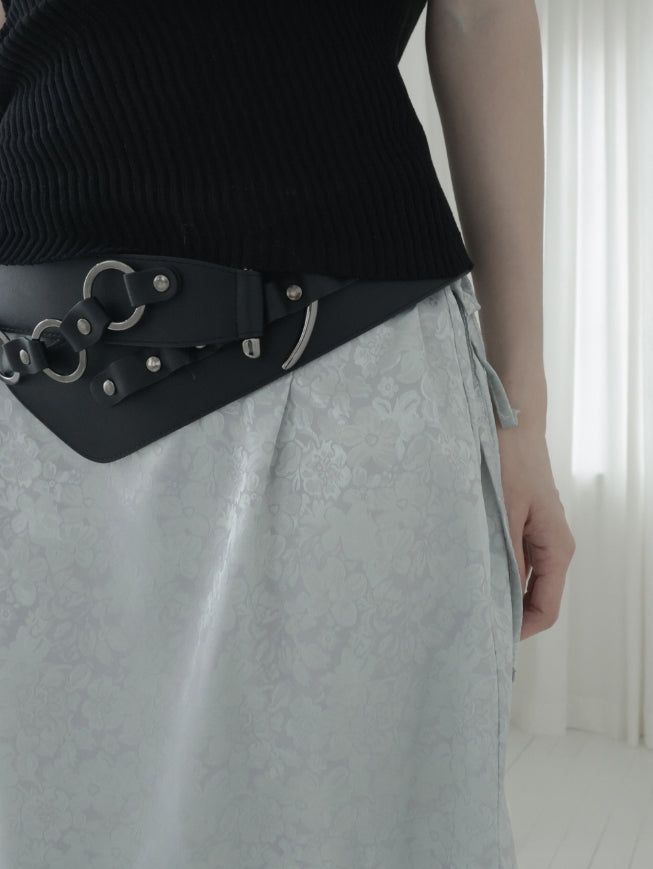 Roche Flower Jacquard Midi Skirt