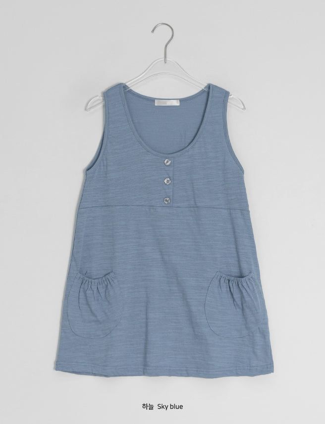 Fineb Button Pocket Layered Sleeveless One Piece