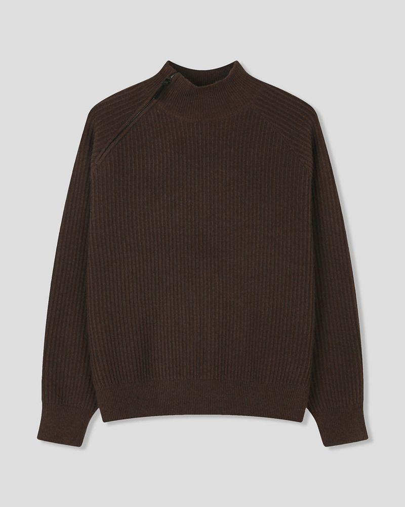 Niv Shoulder Zip-Up Regular Knit