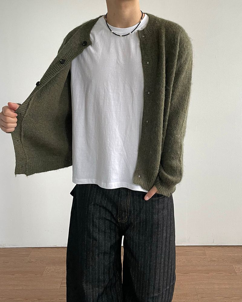 Hairy Wool crop Knit Cardigan