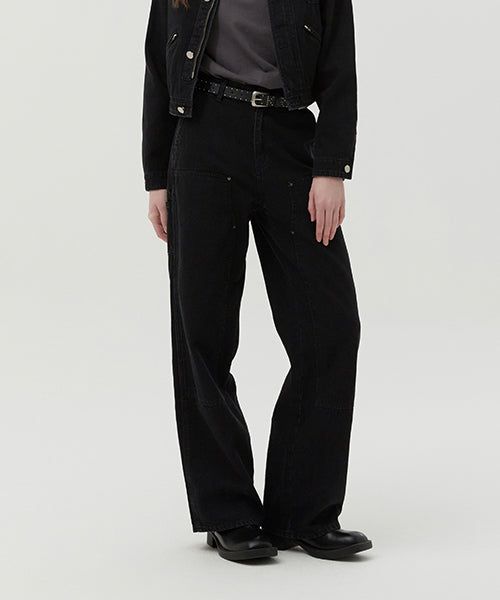 KIRSH（キルシー）の「CARPENTER WIDE FIT DENIM PANTS [BLACK]（Pants）」