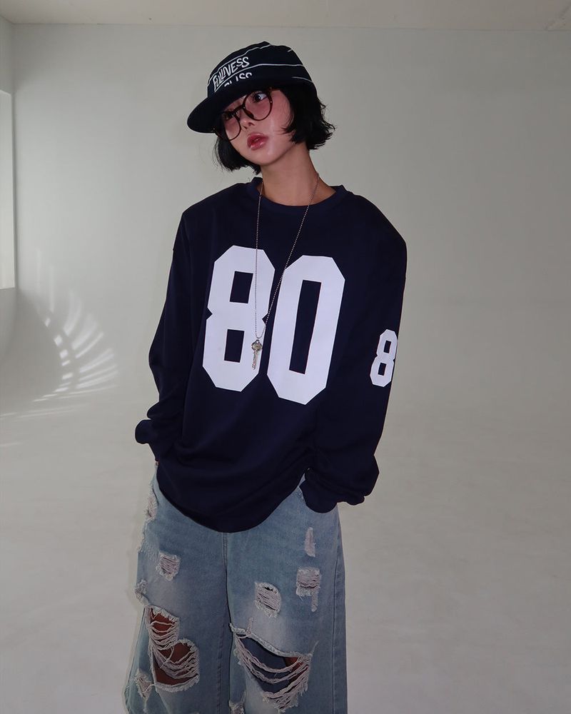 80 Number Oversized Fit Sweatshirt