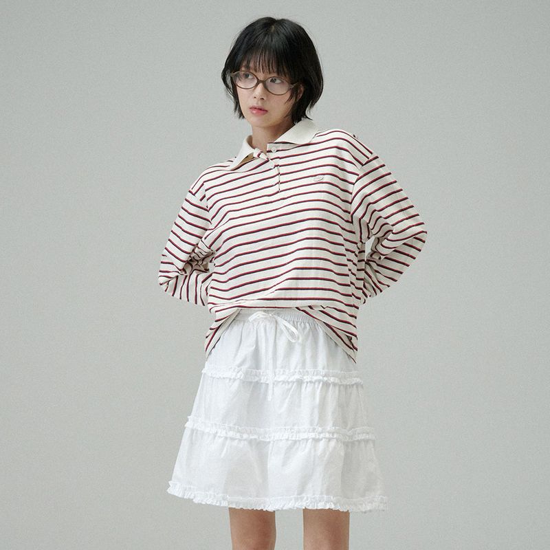 STRIPE COLLAR T-SHIRT (Ivory)