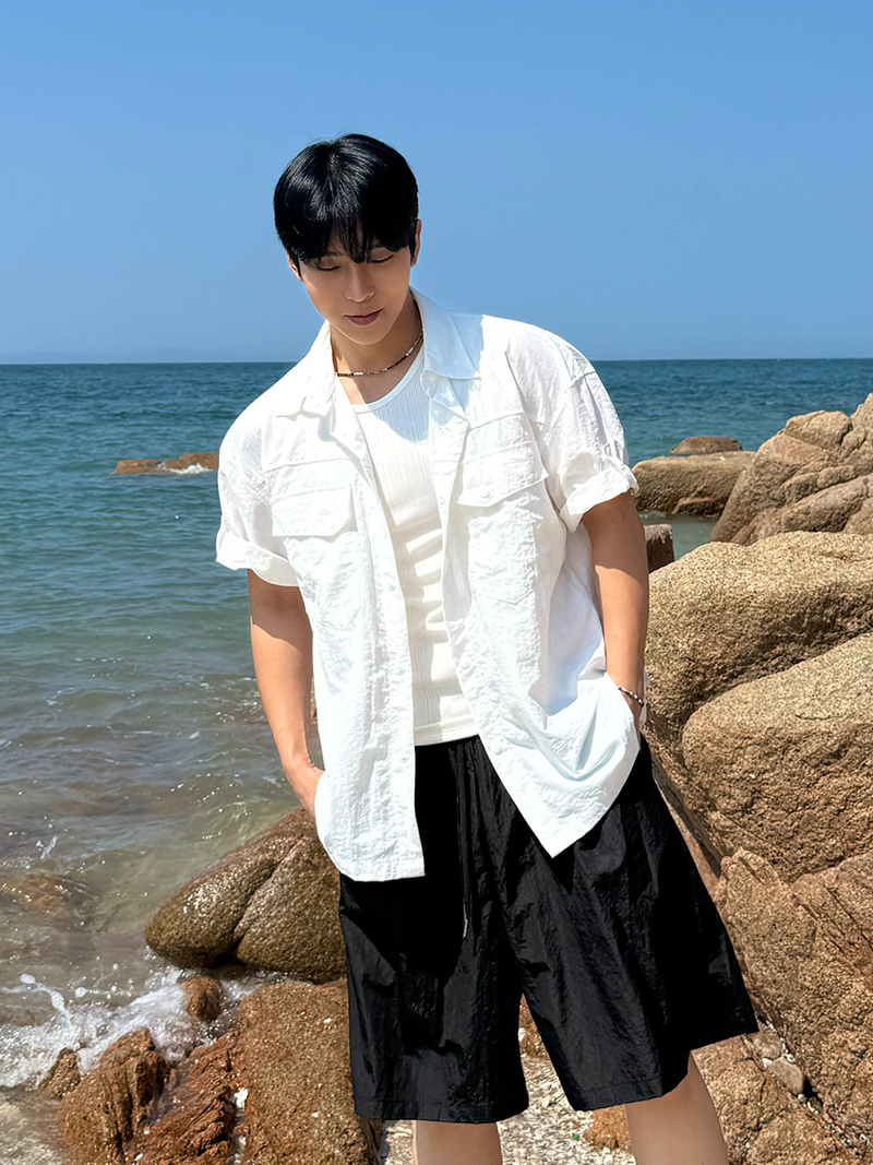 Nylon roll-up western shirt