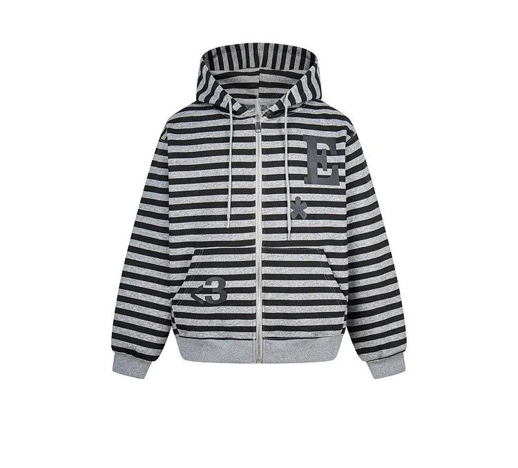 Cozy&Kitsch（コージーアンドキッチ）の「ストライプ グラフィック フーディー ジップアップ（ジャケット/アウター）」