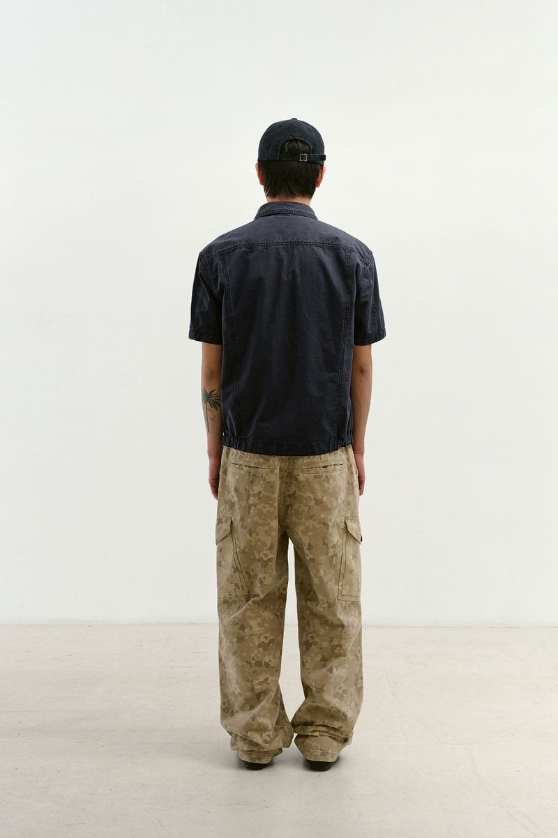 Vintage Washed Flap Pockets Work Shacket (Washed Charcoal)