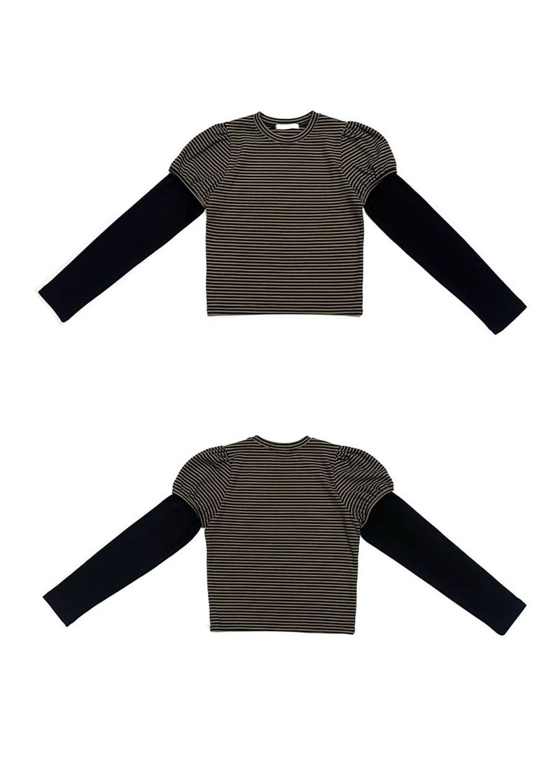 STRIPE LAYERED PUFF T-SHIRT (3COL)