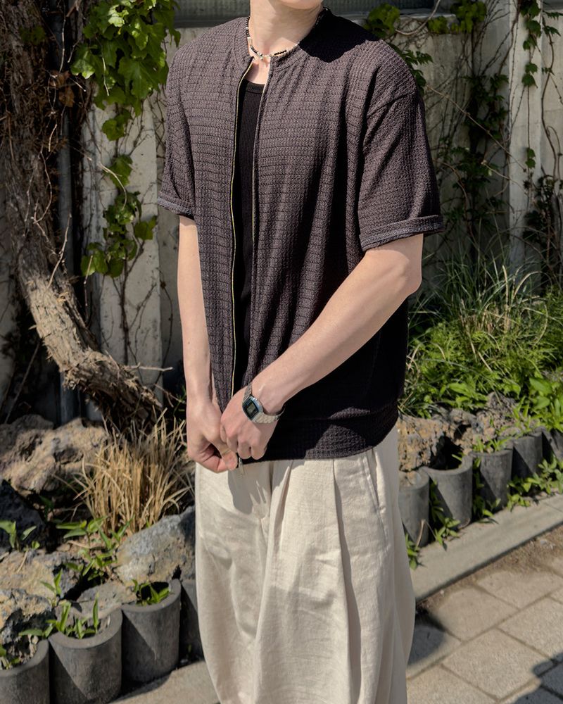 Rell Short Sleeve Knit Zip-Up