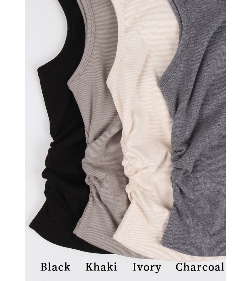 CUT OUT SHIRRING SLEEVELESS