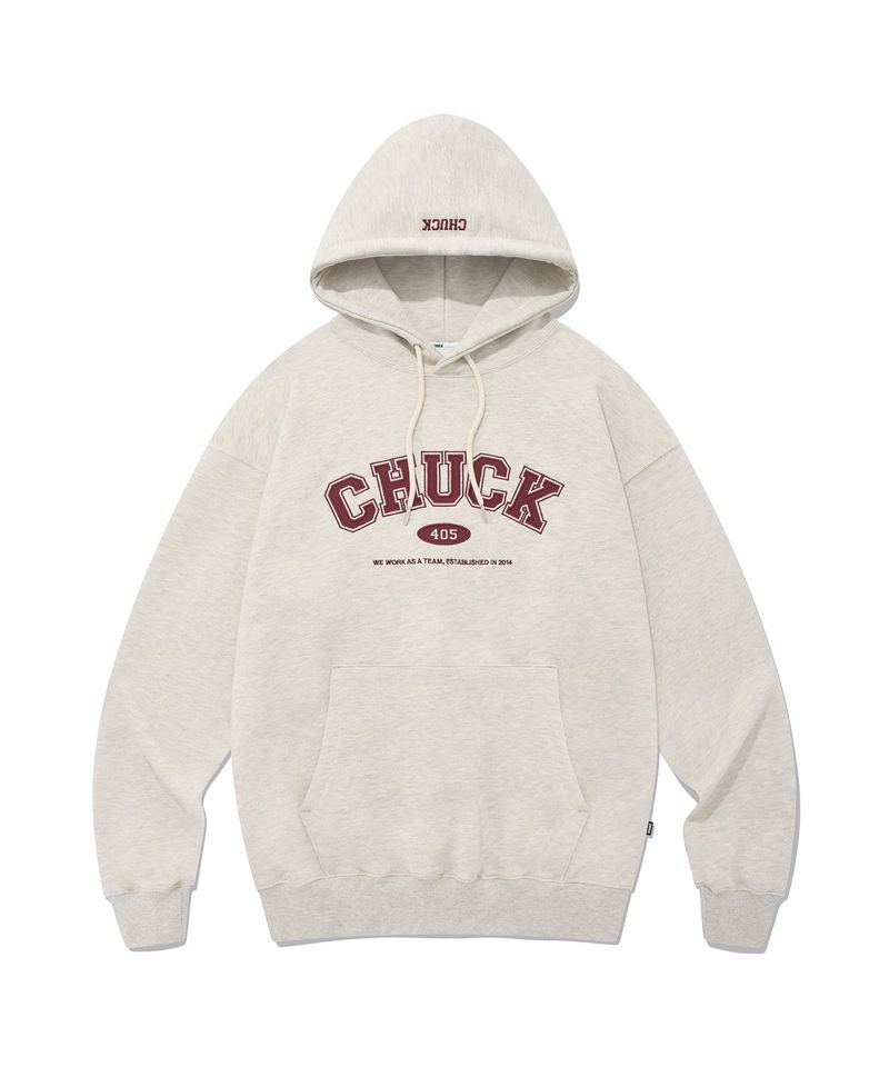CHUCK（チャック）の「CHUCKアプリケアーチロゴフーディ / CHUCK APPLIQUE ARCH LOGO HOODIE (OATMEAL)（Tops）」