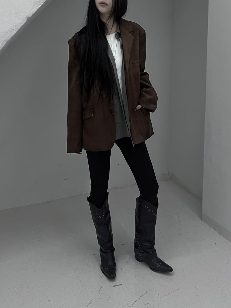 line suede blazer jacket (2color)