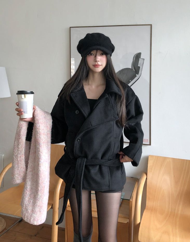 Forbe Belted High Neck Half Coat