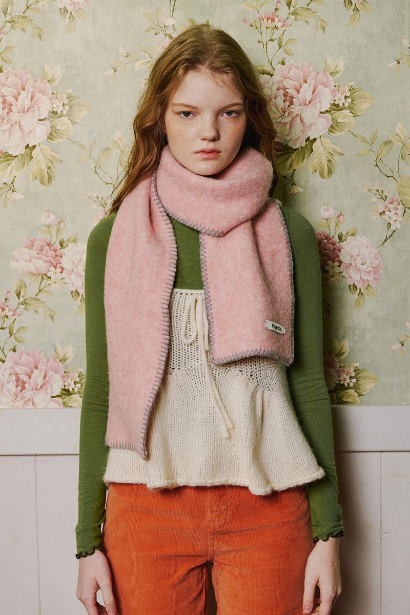 Stitch Wool Muffler [Pink]