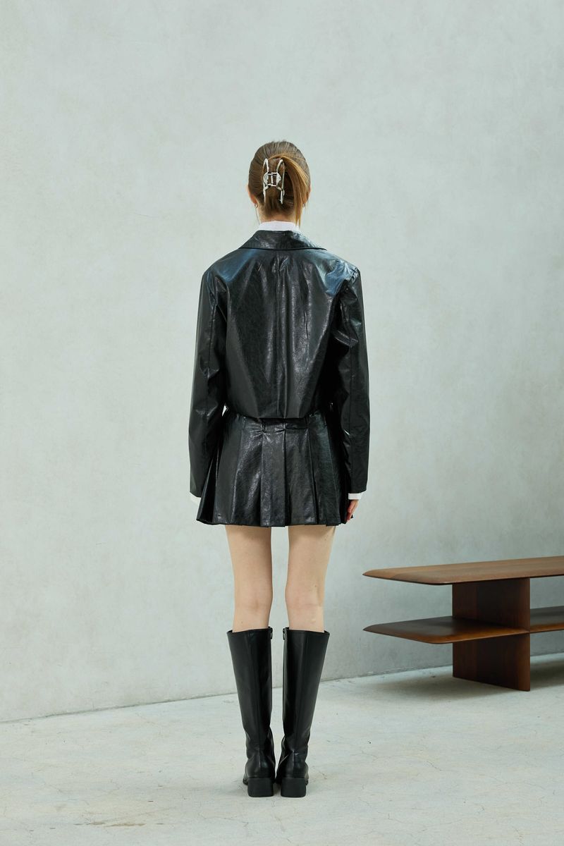 MOLLY LEATHER CROP JACKET / BLACK