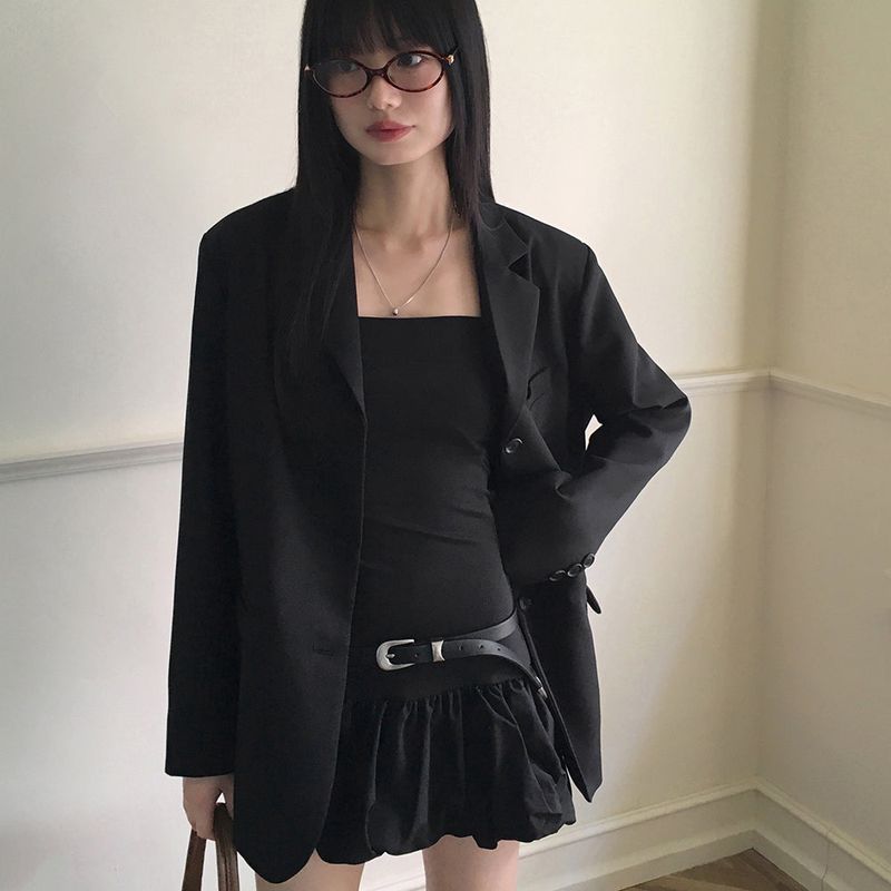 Tebi Basic Boxy Overfit Minimal Blazer Jacket