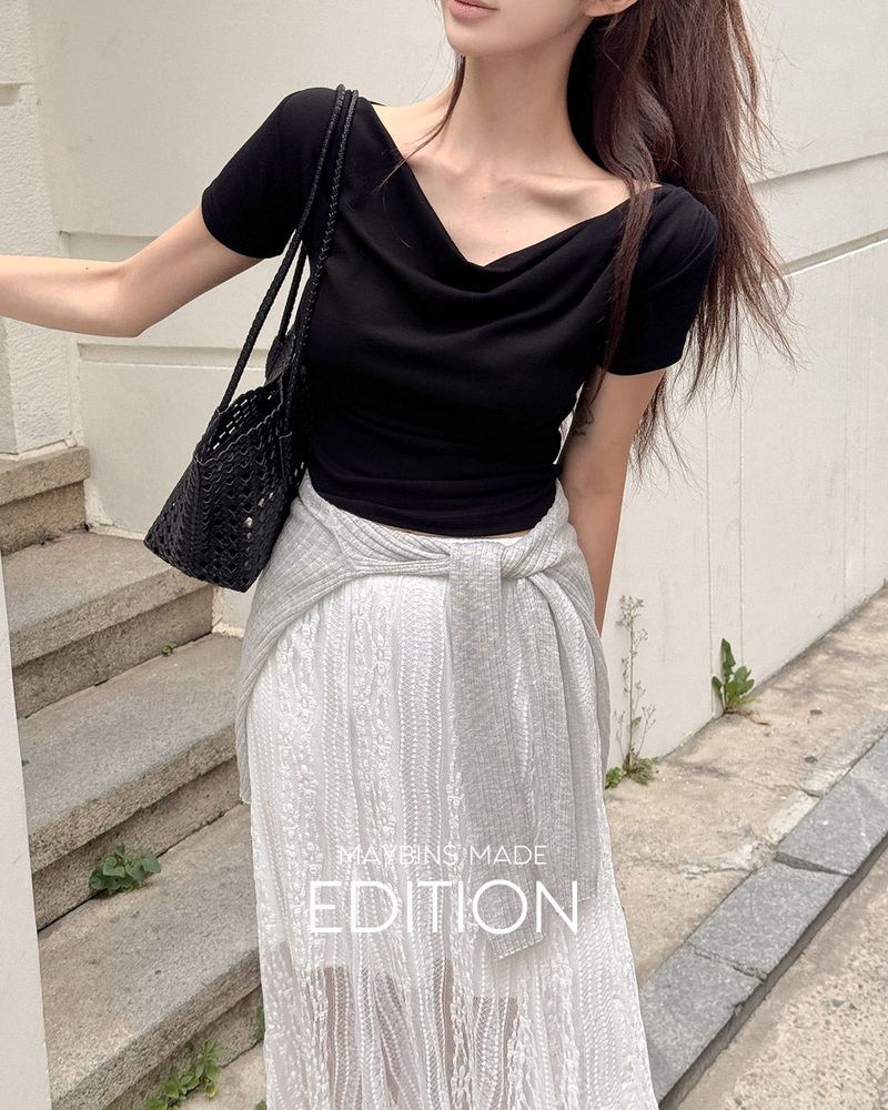 [MADE] Ellora drape shirring T‑shirt