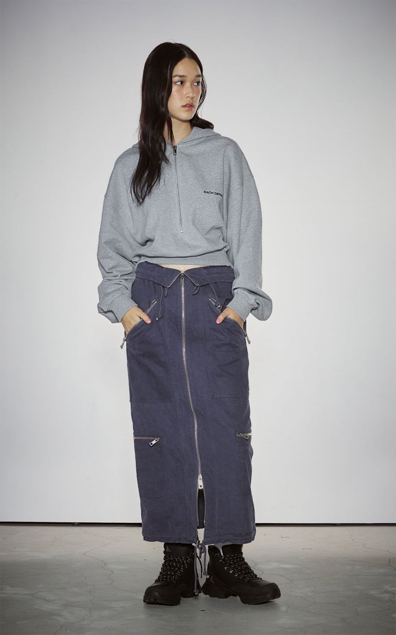 WASHED 2WAY ZIP SKIRT_PURPLE BLUE