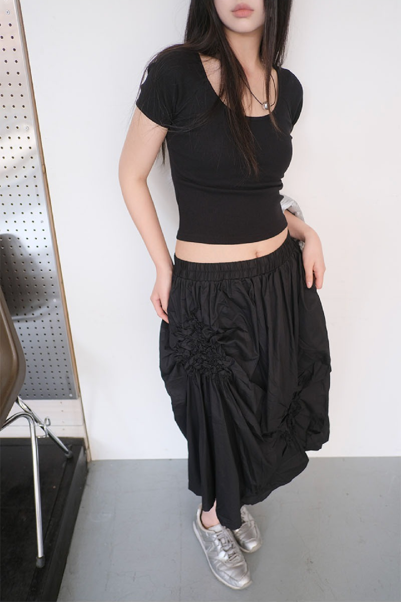 flared shirring skirt