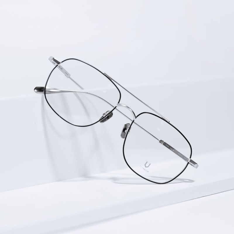 Knouun Square titanium glasses CODE. 102. G Silver