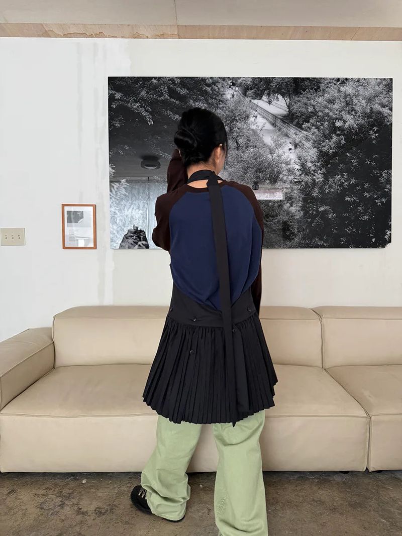 halter pleats layered dress