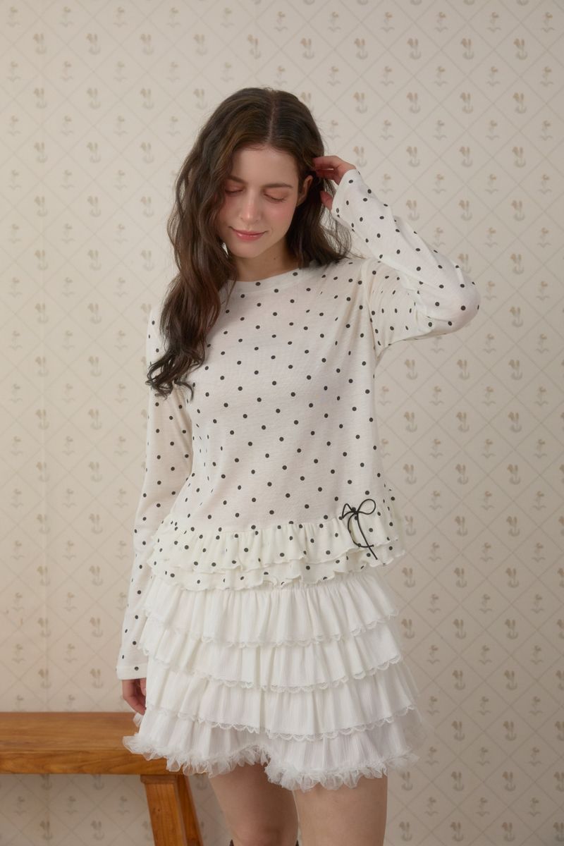 DOT FRILL LAYERED T-SHIRT