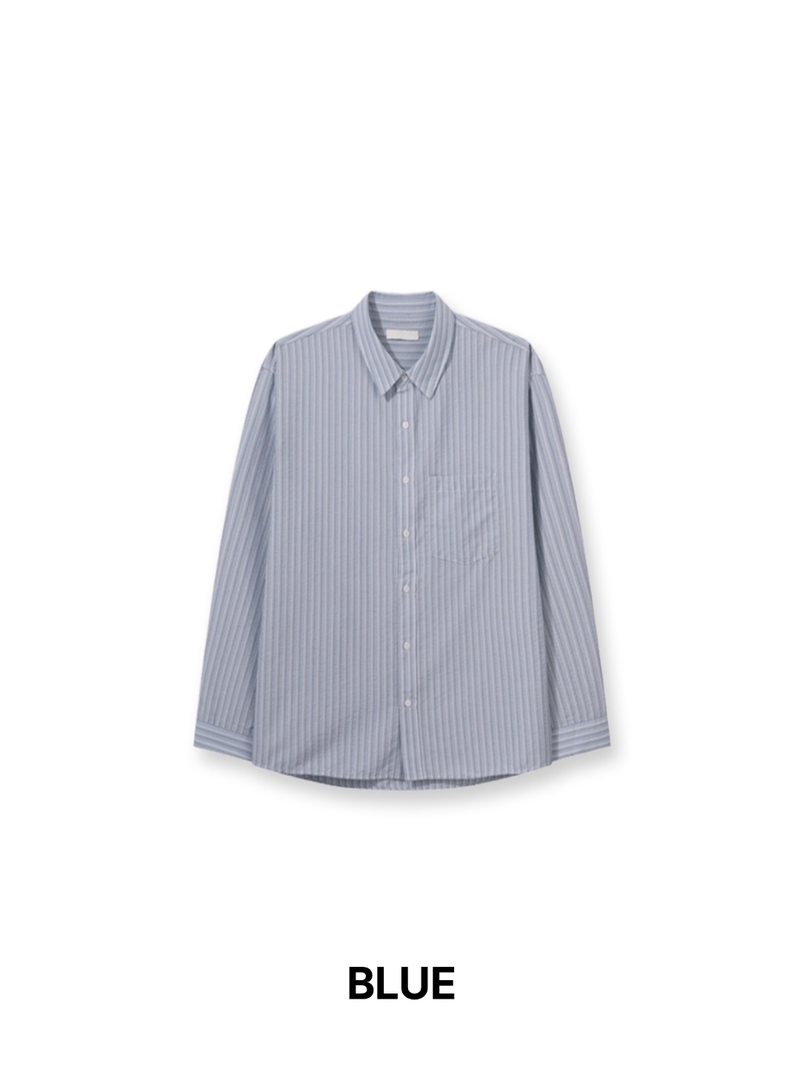SY Relaxed Fit Seersucker Stripe Shirt (4C)