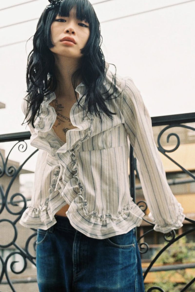 DEPC（デプク）の「FRILL STRIPE SHIRT （Tops）」