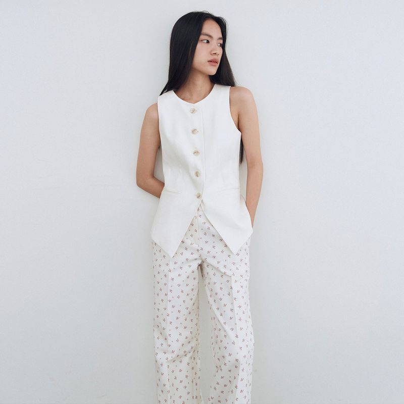 Tailored Flower Pattern Pants