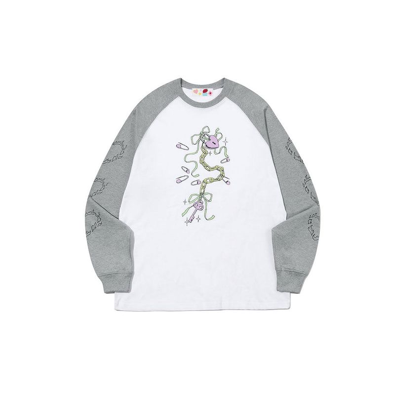 Heart Key Raglan Long sleeve [Melange grey]