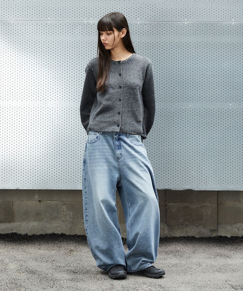 ROUND BUTTON UP CROP CARDIGAN_CHARCOAL