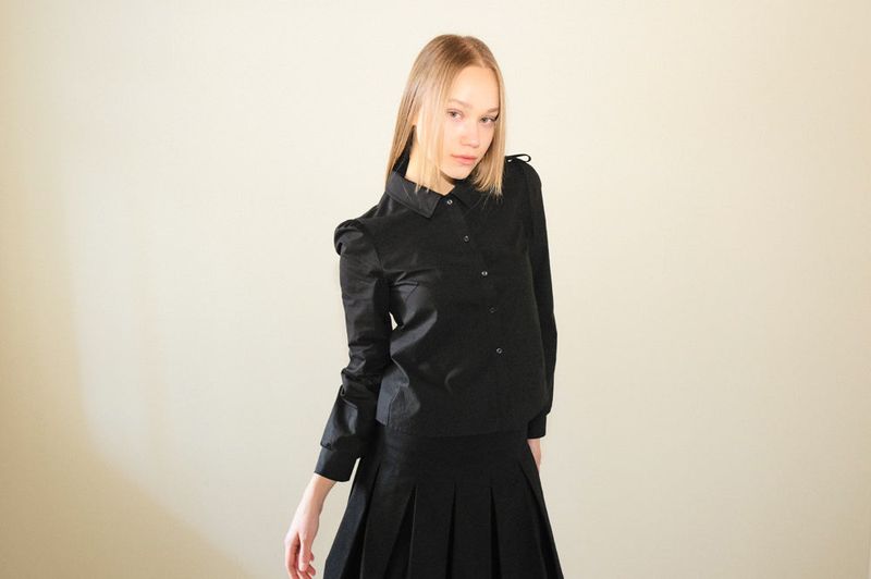 Pleated midi skirt _(Emerald Heart)*Black