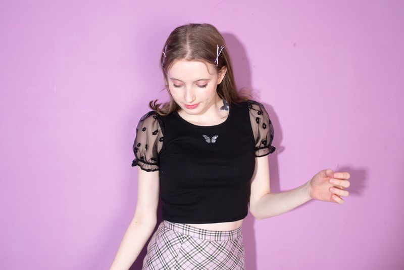 butterfly patch t-shirt black