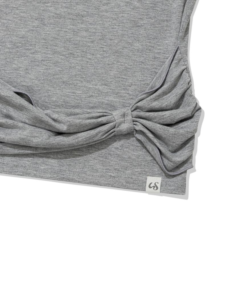 RIBBON SLEEVELESS(GREY)
