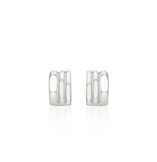 26SS★ Triple Silver Cutout One-Touch Earrings S