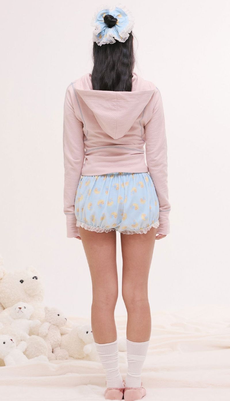 moon bear pumpkin shorts babi blue