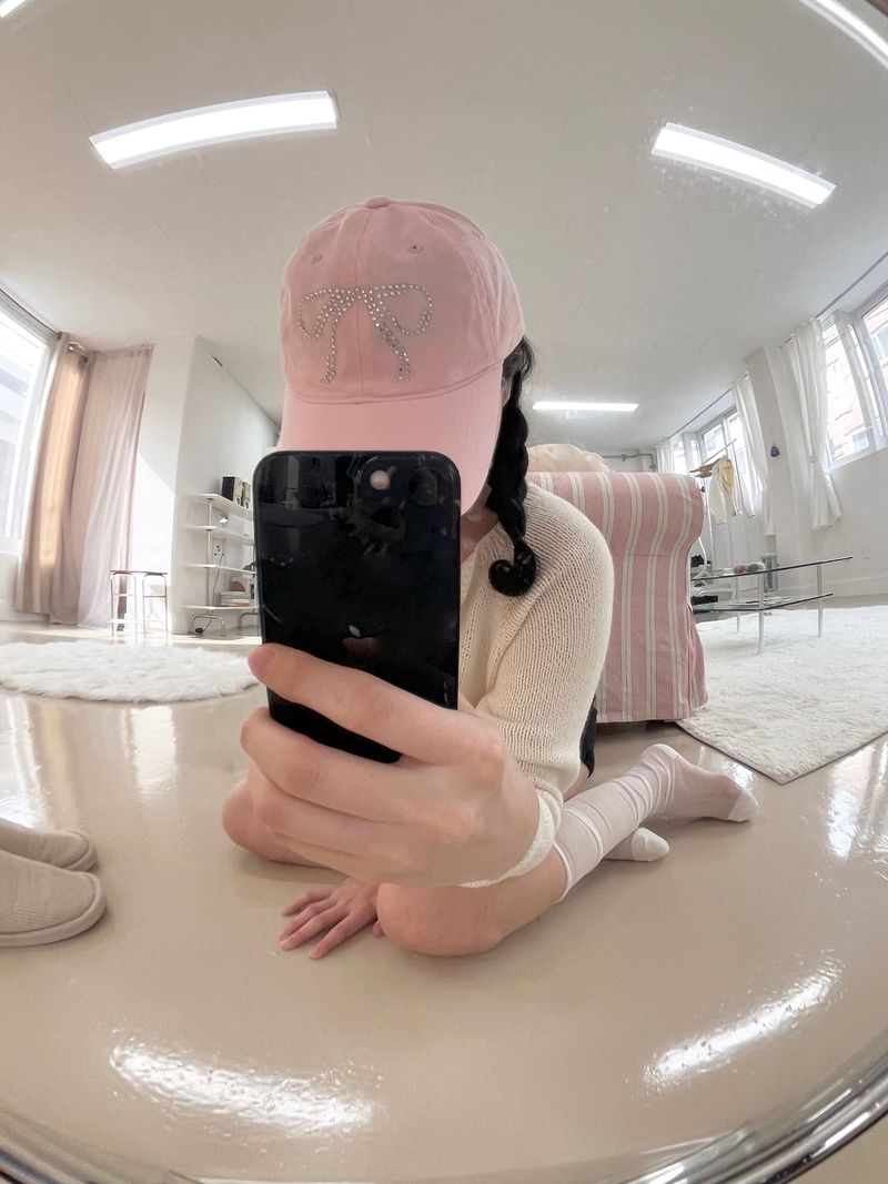 ribbon cap (baby pink)