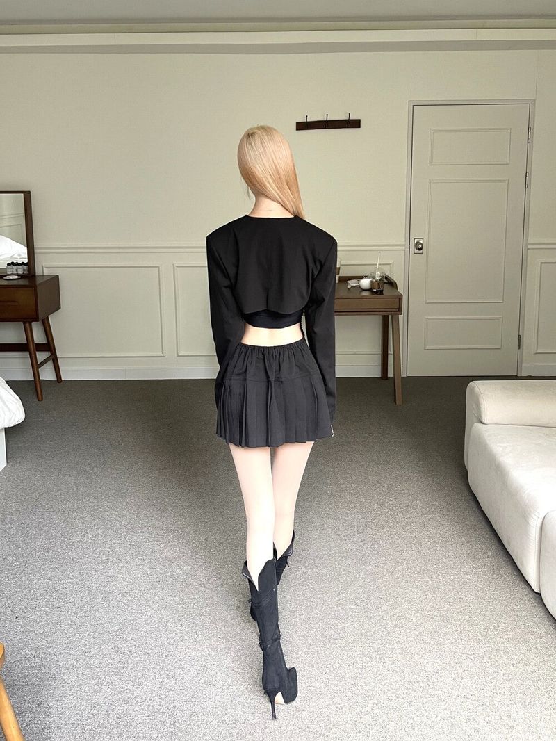  Backless top pleats mini ops (2color)