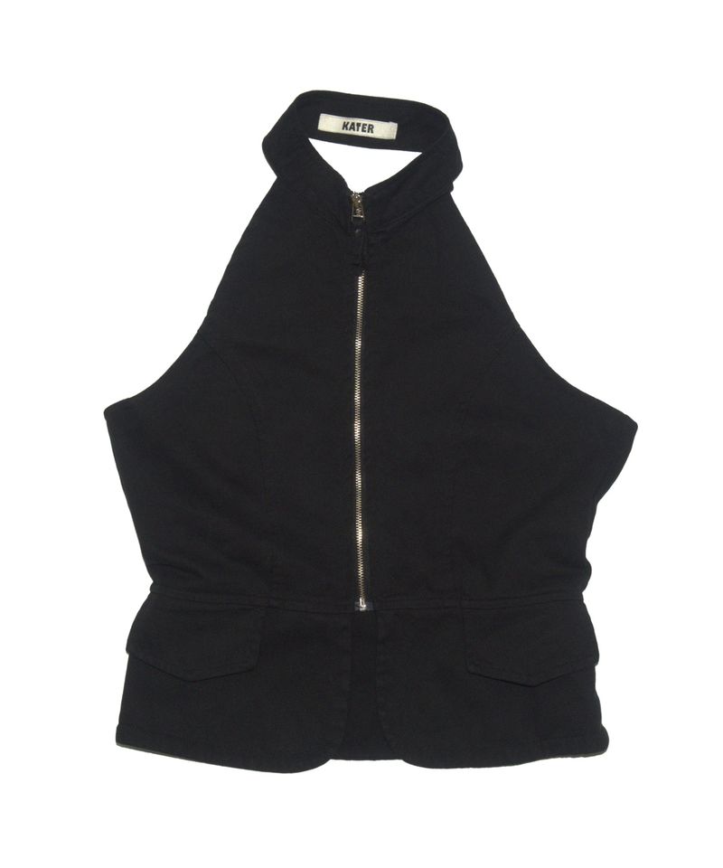Halter Waistcoat Top Black
