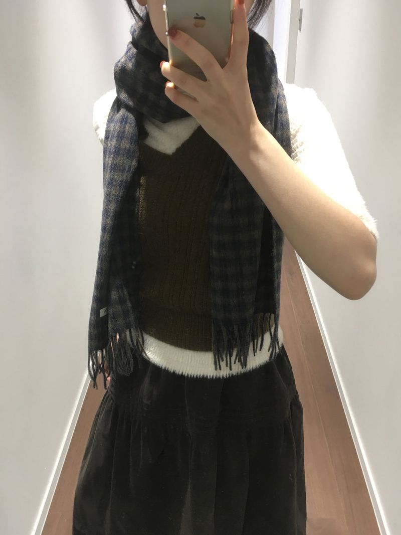 [MD Pick]Fine wool check muffler (6color)