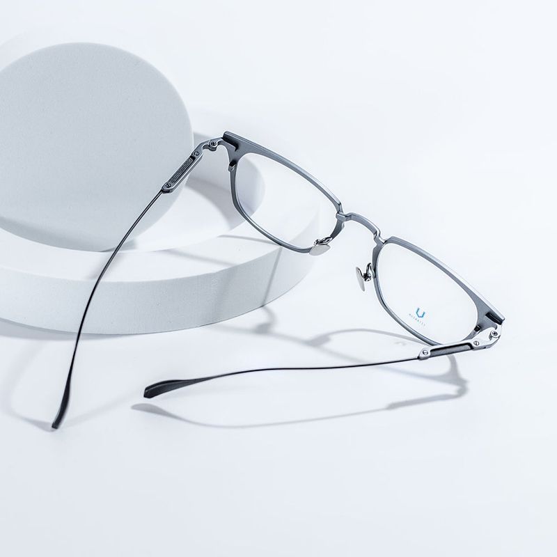 Knouun Square titanium glasses CODE. 104. A Black N Gray