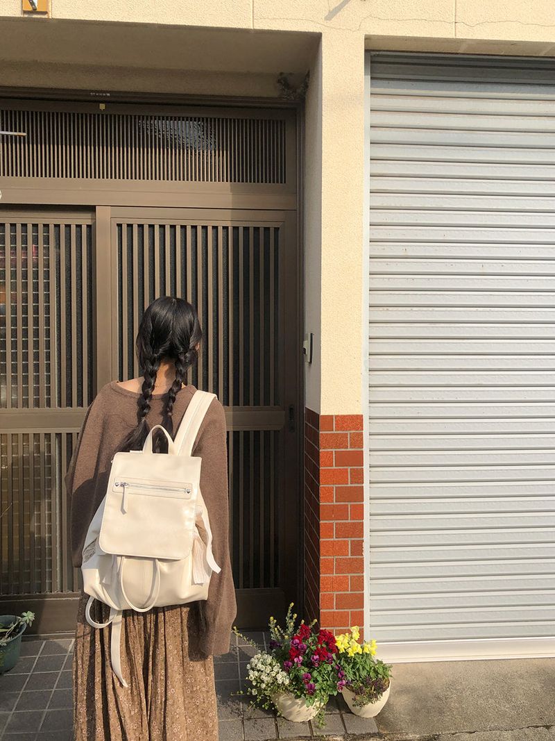 Classic bow bakcpack_cream