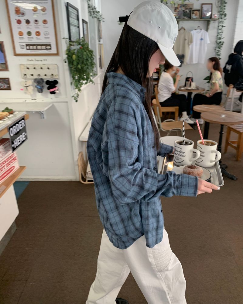 (Unisex) Destroyed check shirts