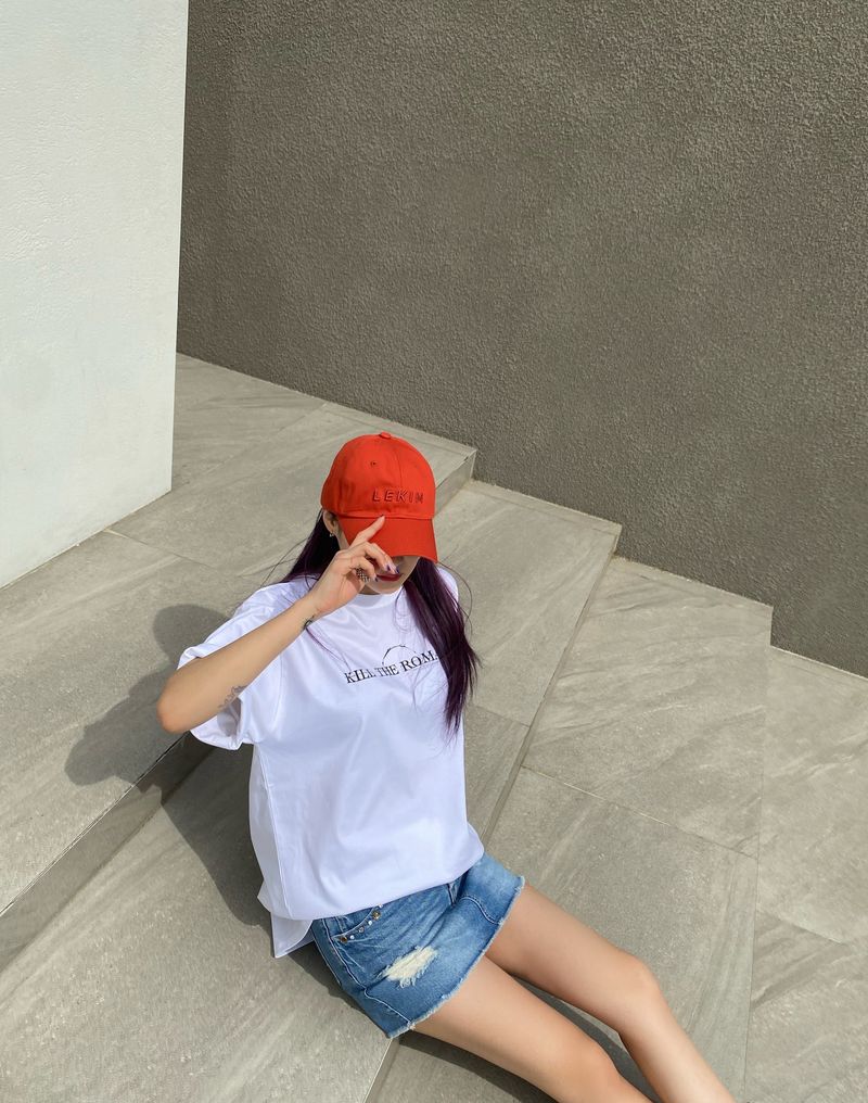 LEKIM EMBROIDERY ORANGE CAP