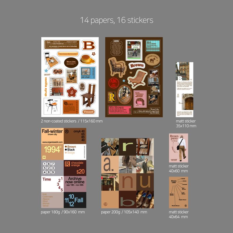 oab tone pack brown / scrap sticker set