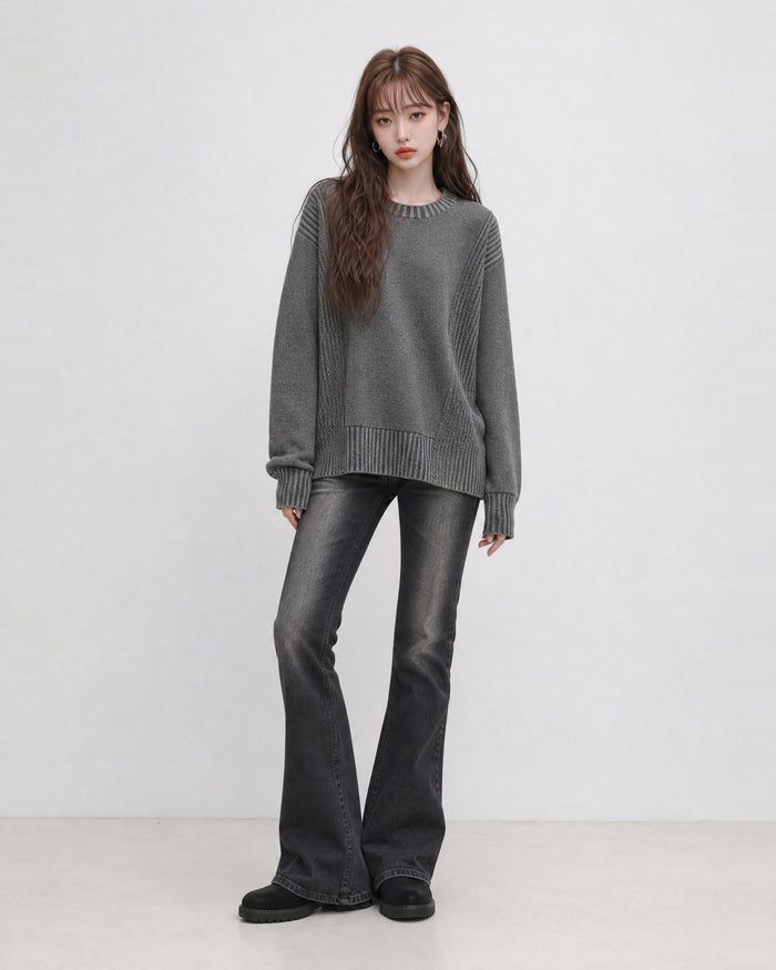 (UNISEX) Two-Tone Round Knit