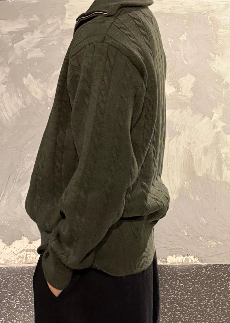 High-Neck Cable Half-Zip Up Knit 6COLOR