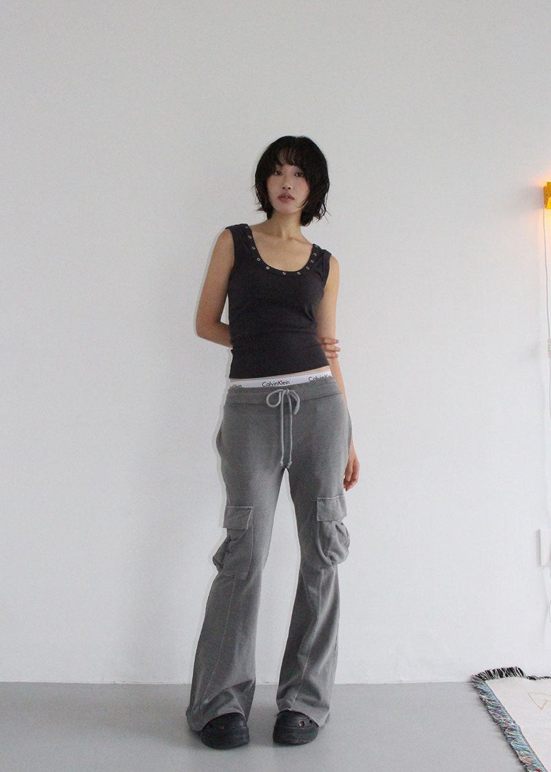 EYELET RIB SLEEVELESS