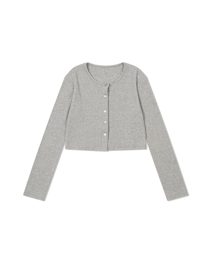 Waffle Crop Cardigan(GRAY)