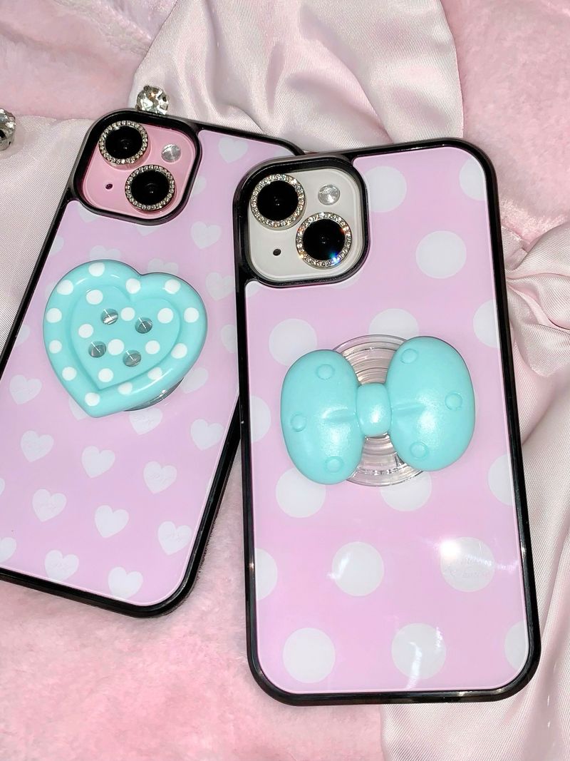 heart button phone grip - mint (magsafe)